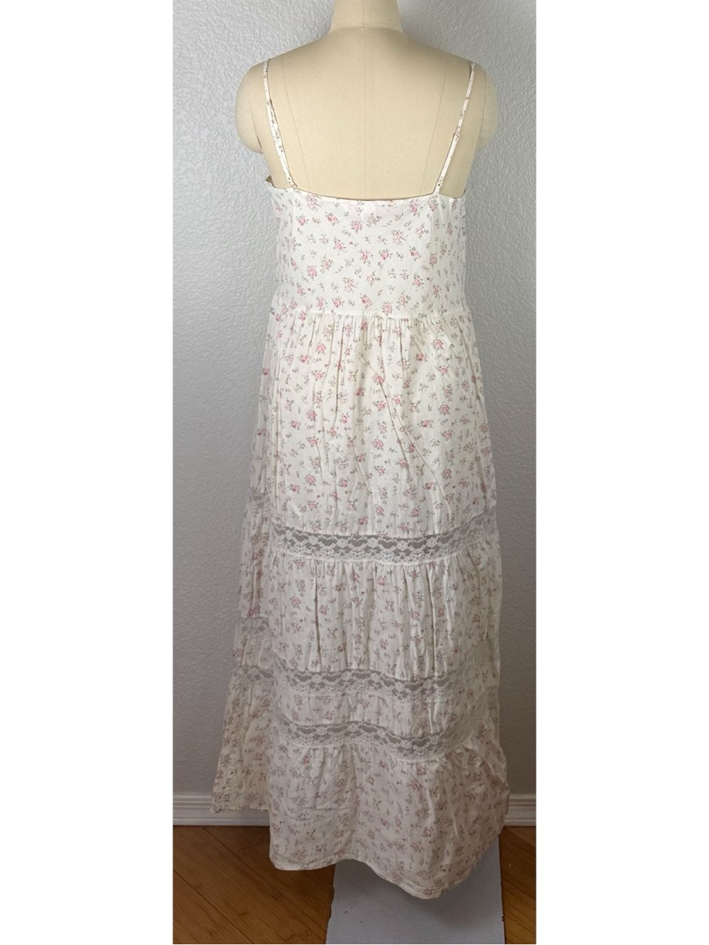 Victoria's Secret Vintage Y2K Floral Print Lace Trim Tiered Maxi Dress Large - Picture 4 of 10